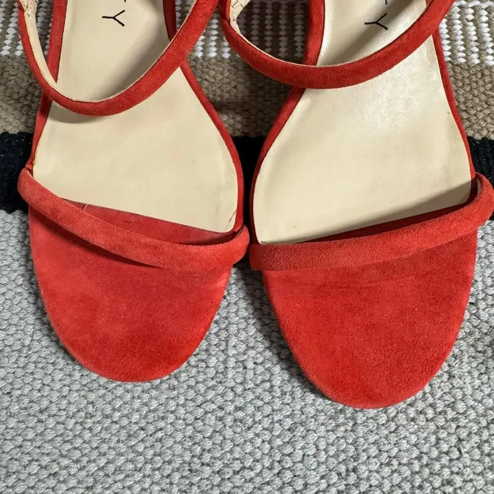 Sole Society Strappy Heel Shoe 9M Burnt‎ Orange Faux Suede Wedding Guest Formal